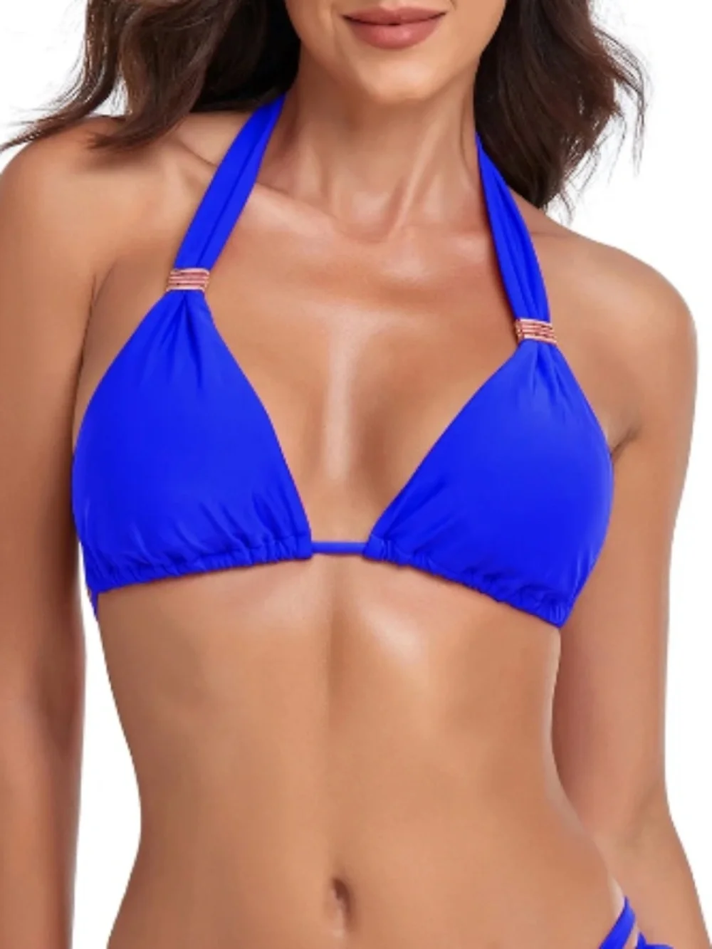 RELLECIGA Women's Royal Blue Halter Triangle Bikini Swim Top M - Picture 1 of 7